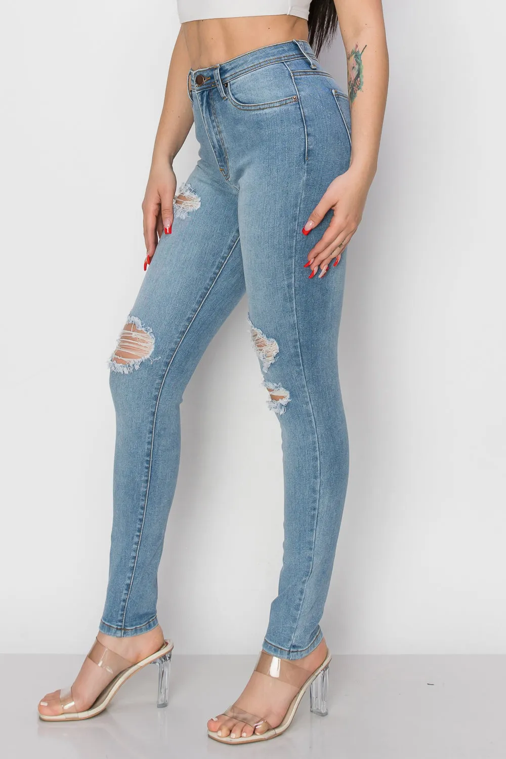 BO-314 HIGH WAISTED STRETCHY SKINNY DENIM JEANS