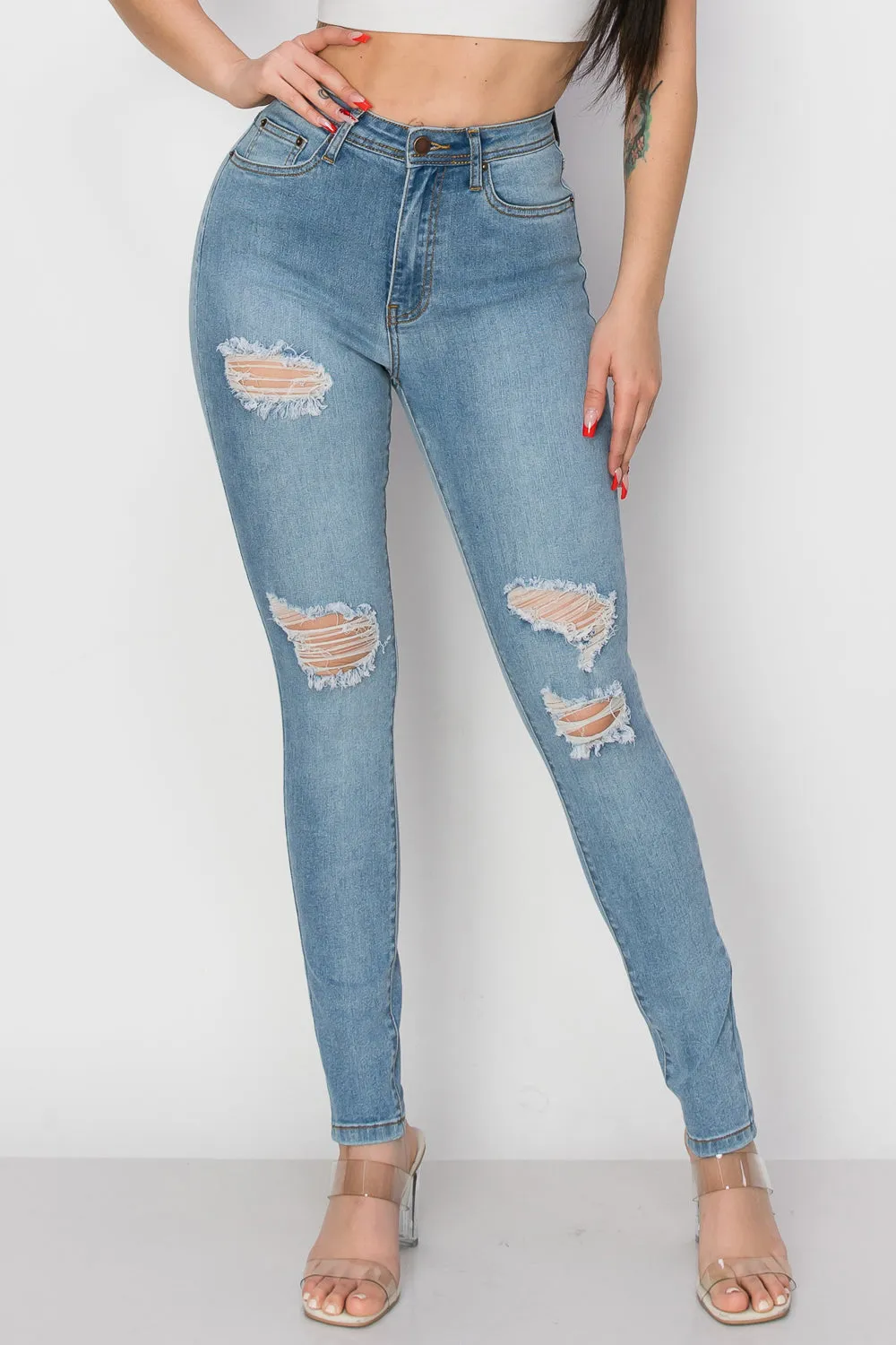 BO-314 HIGH WAISTED STRETCHY SKINNY DENIM JEANS