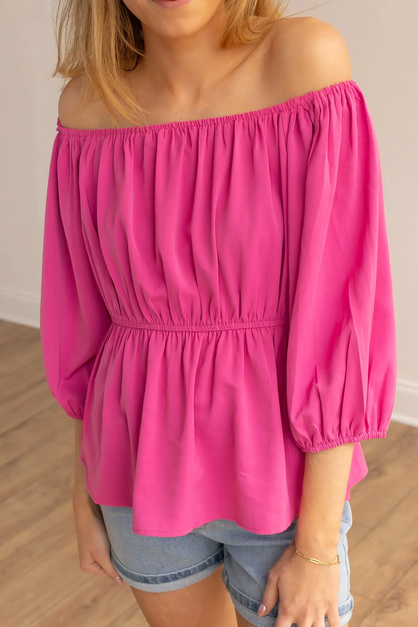 Bold Blossom Pink Peasant Blouse