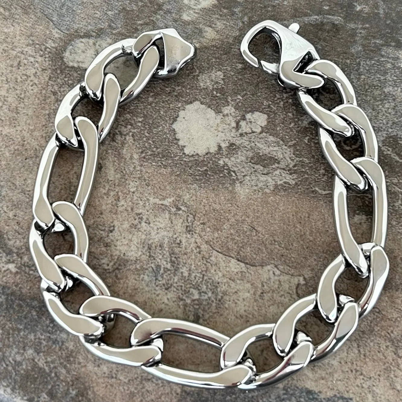 Bracelet Figaro - 1/2" Tuscany - Polished Silver - FB07