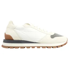 Brunello Cucinelli Off White Monili Bead Lace Up Running Shoes