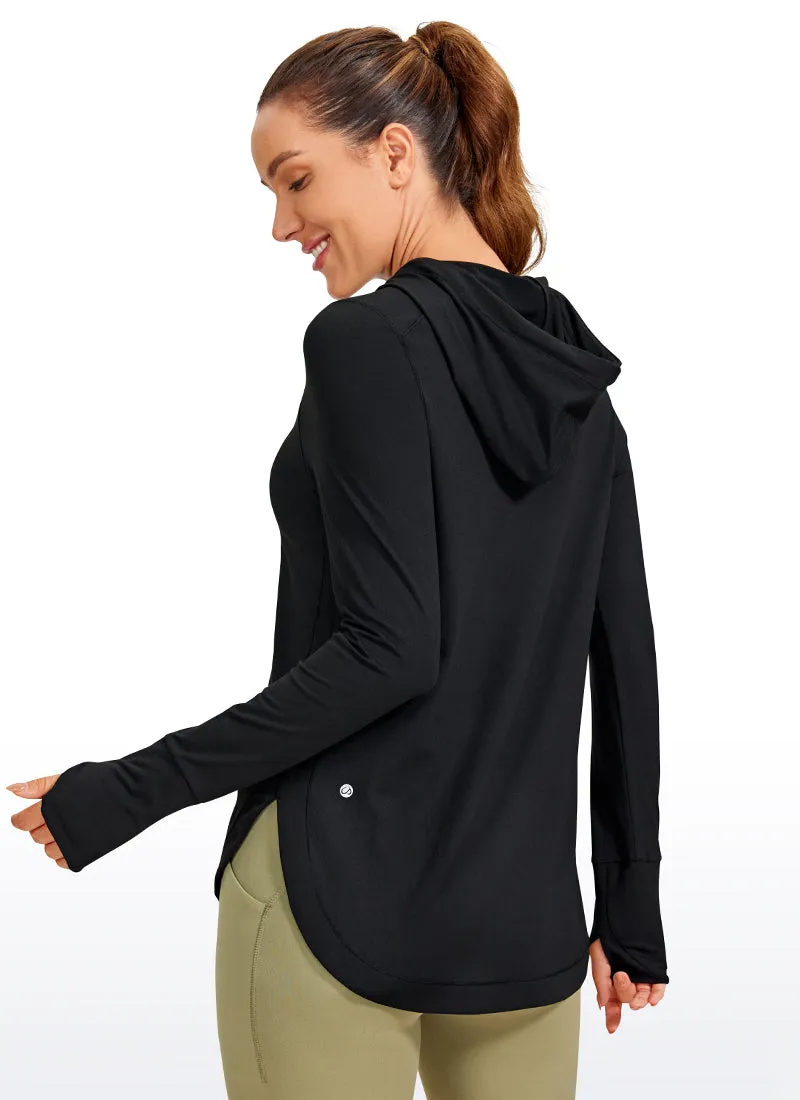 Brushed Feeling Long Sleeves Hoodie with Thumbhole