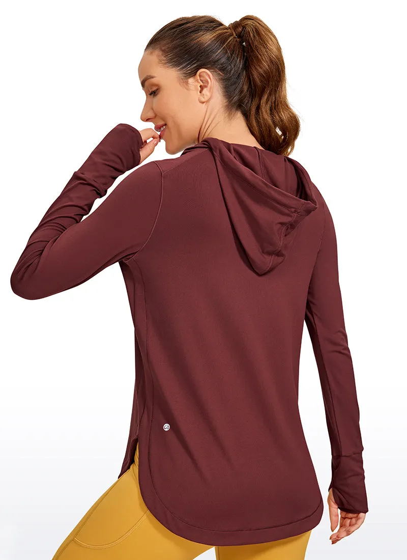 Brushed Feeling Long Sleeves Hoodie with Thumbhole