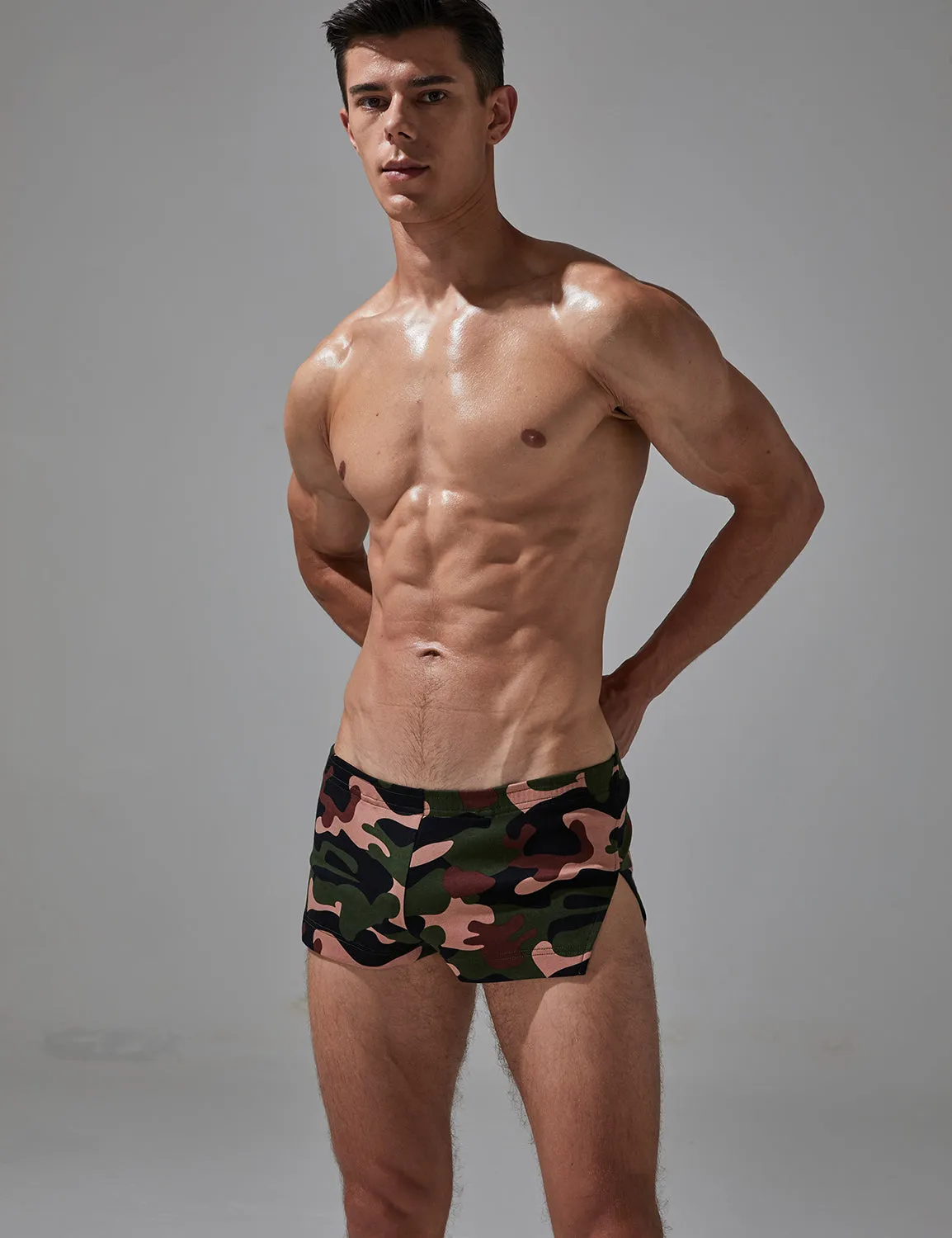 Camouflage Side Split Leisure Shorts 240501