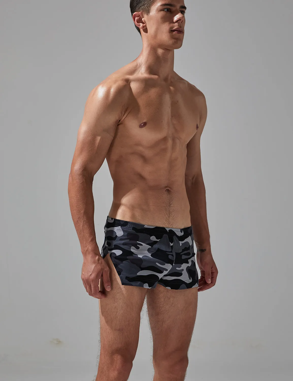 Camouflage Side Split Leisure Shorts 240501