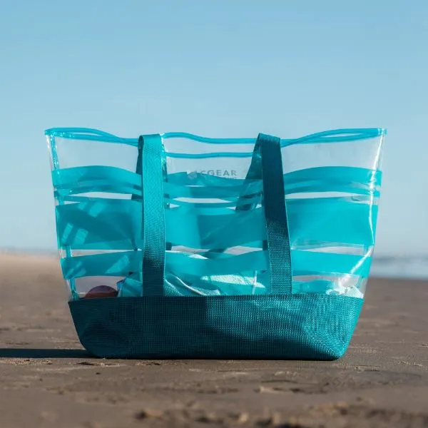 CGEAR - Clear Sand-Free Tote (Turquoise Stripe)