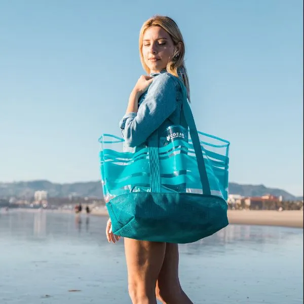 CGEAR - Clear Sand-Free Tote (Turquoise Stripe)