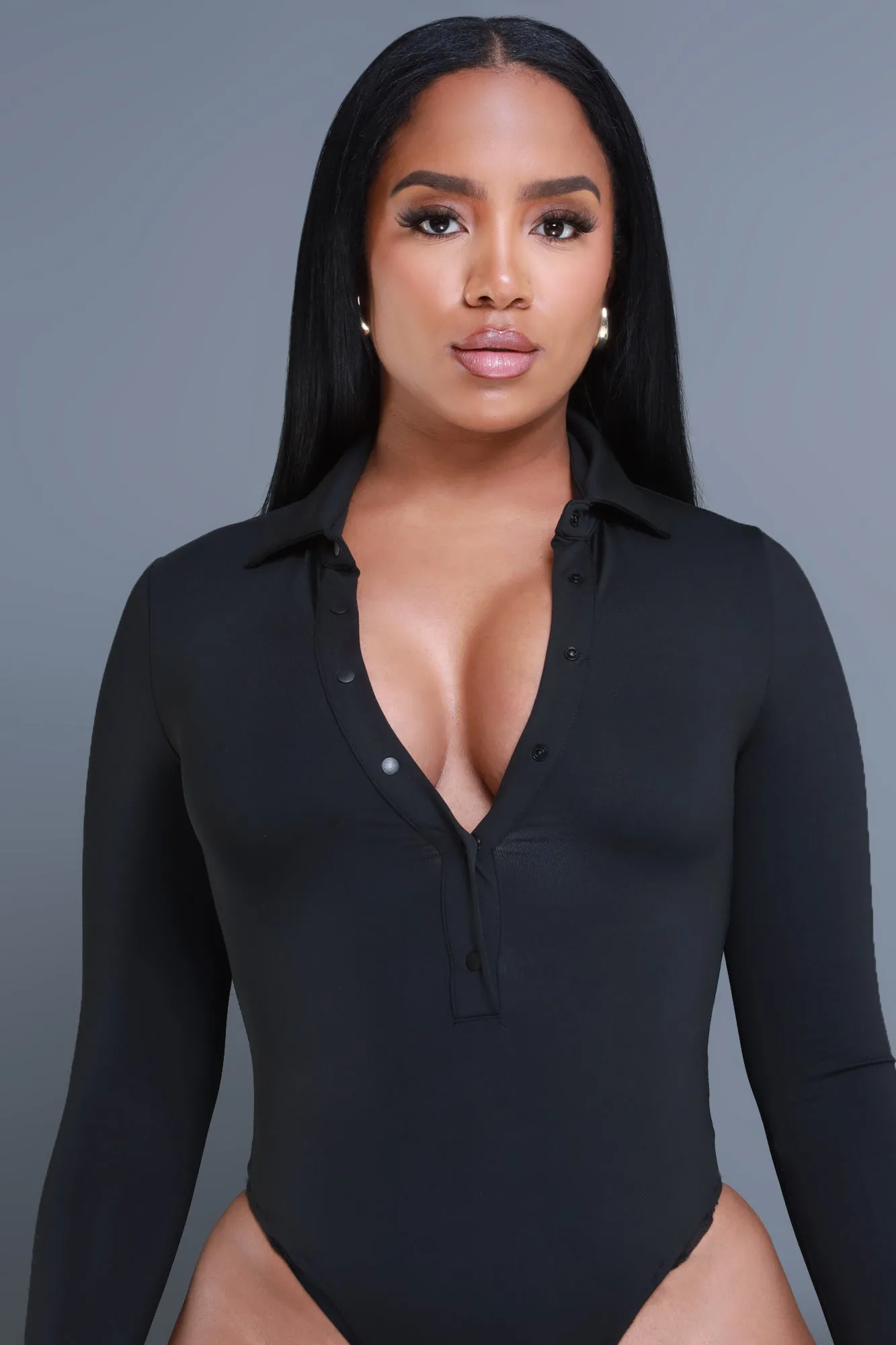 Change Of Plans Button Up Bodysuit - Black