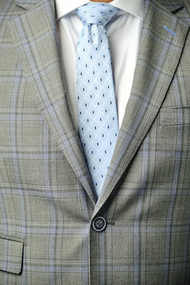 Classic Fit Grey Check Two Piece Suit ST-20FW9