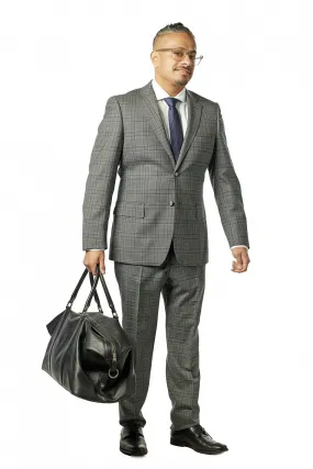 Classic Fit Grey Sharkskin Check Suit ST-404