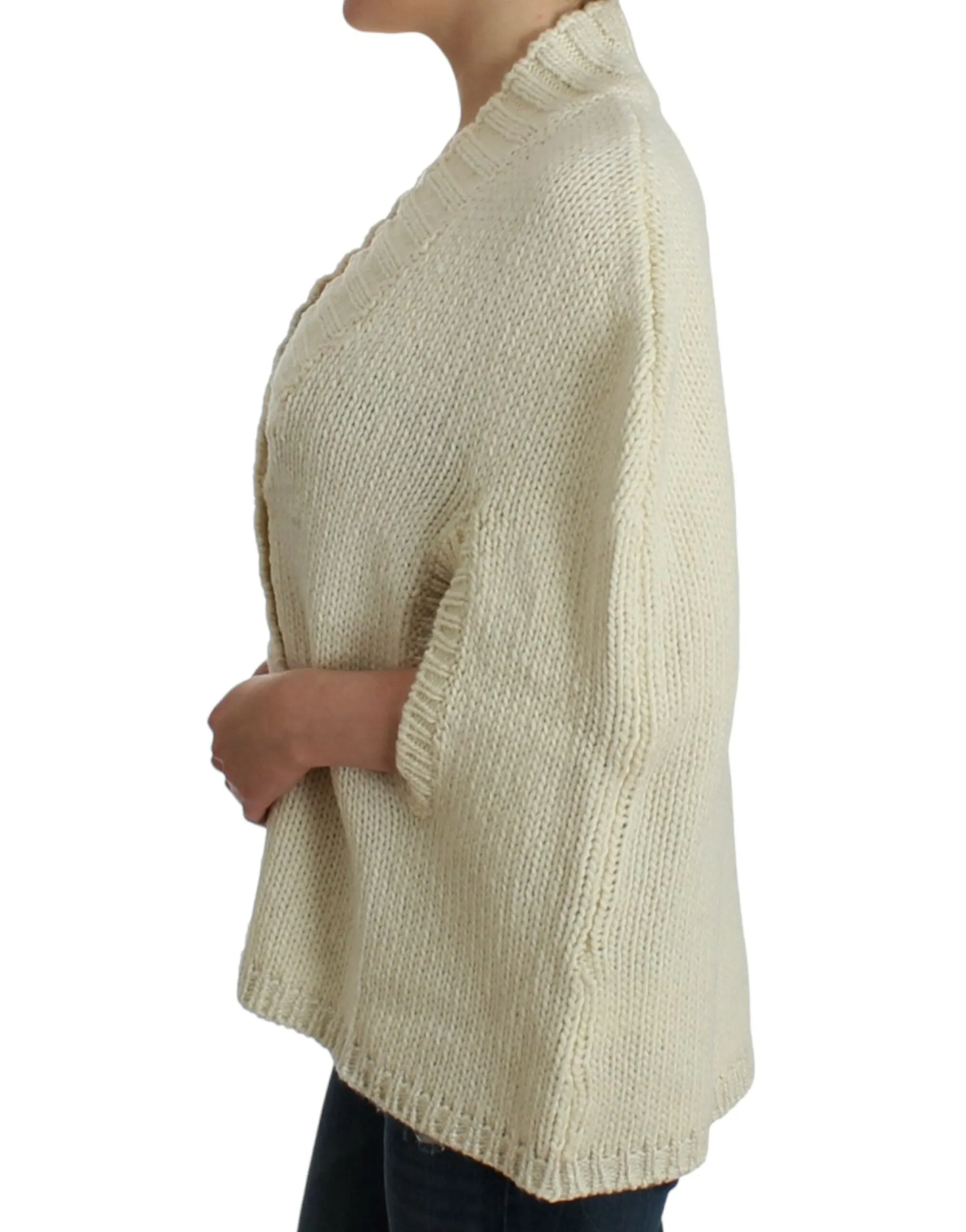 Costume National Elegant White Knitted Cape-Cardigan Women's Hybrid