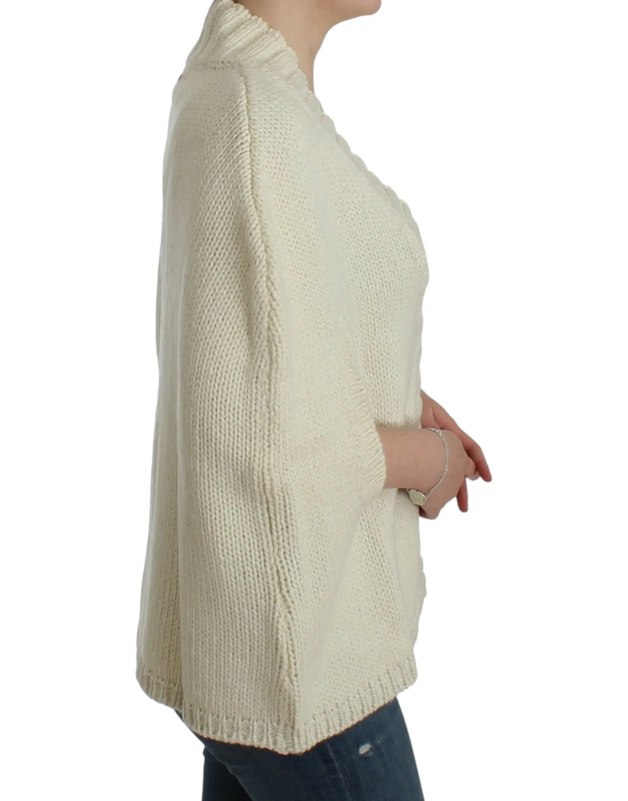 Costume National Elegant White Knitted Cape-Cardigan Women's Hybrid