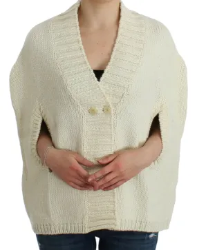 Costume National Elegant White Knitted Cape-Cardigan Women's Hybrid