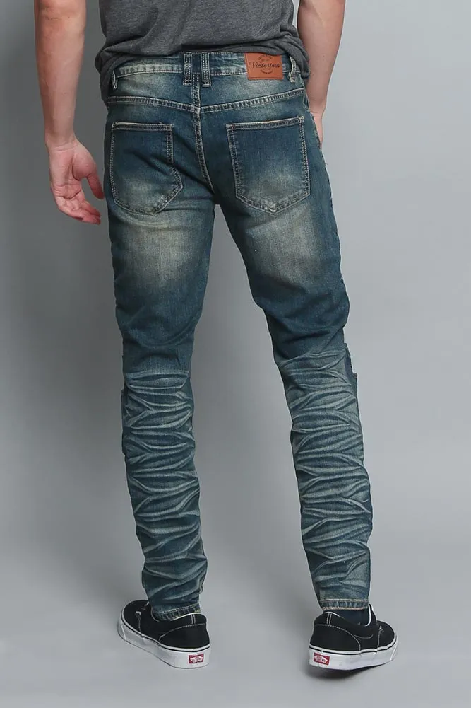 Creased Biker Denim Jeans