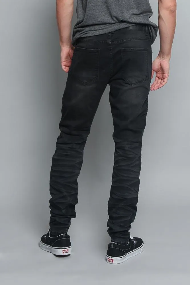 Creased Biker Denim Jeans