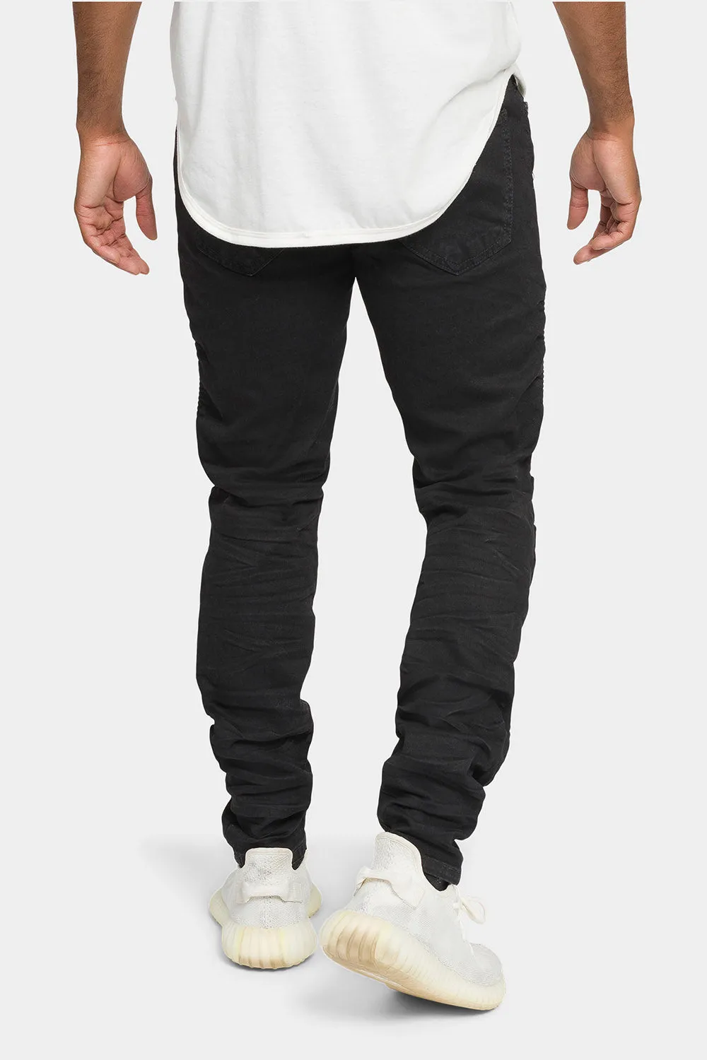 Creased Biker Denim Jeans