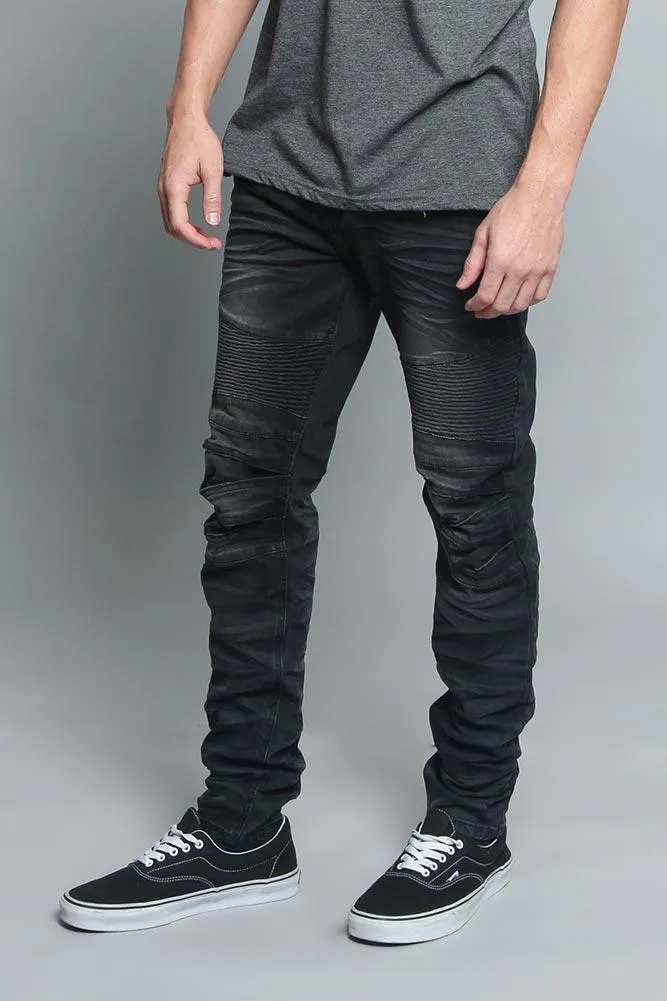 Creased Biker Denim Jeans