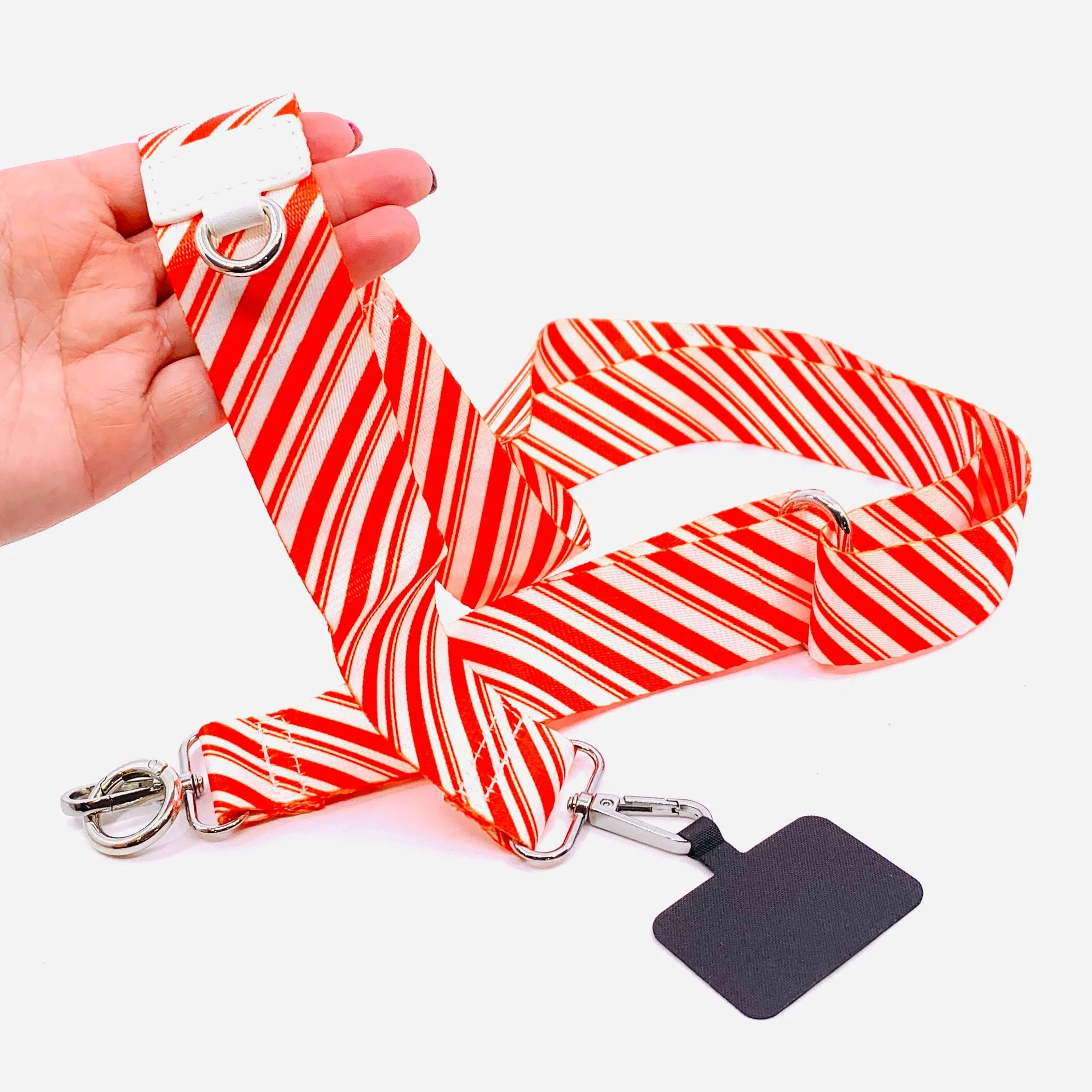 Crossbody Cell Phone Strap, Candy Cane Stripe