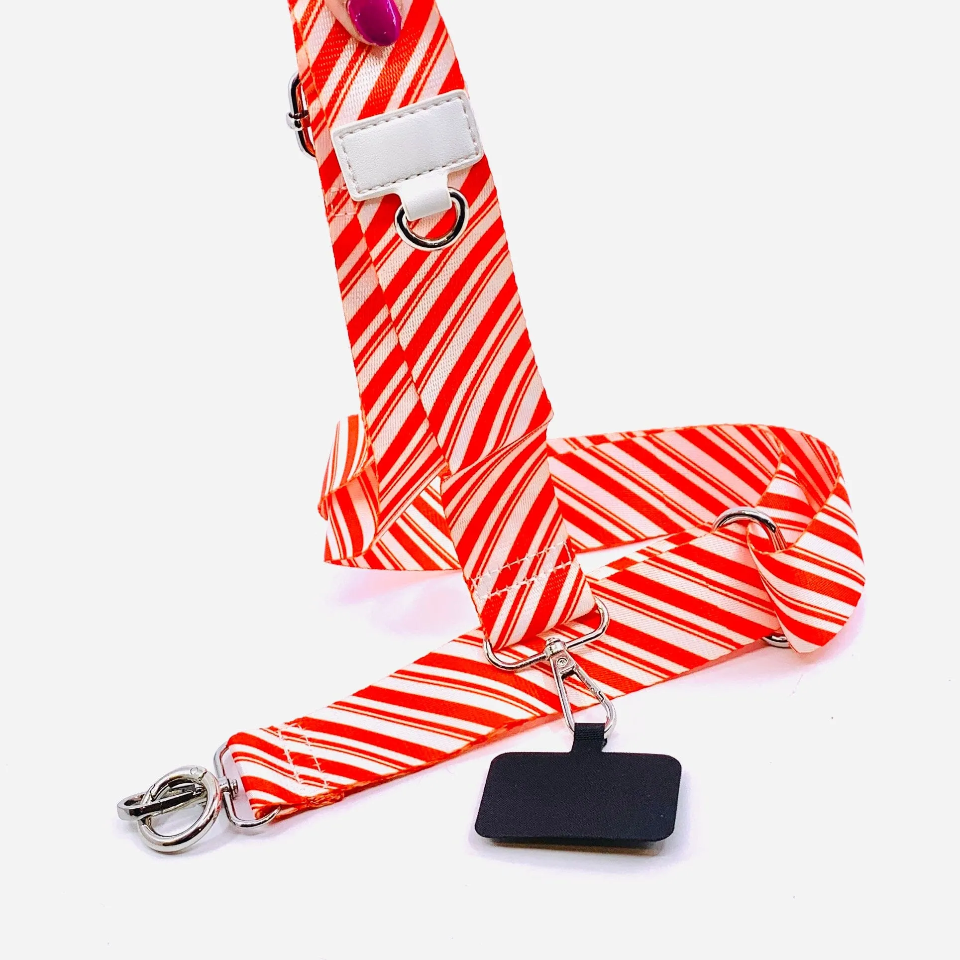 Crossbody Cell Phone Strap, Candy Cane Stripe