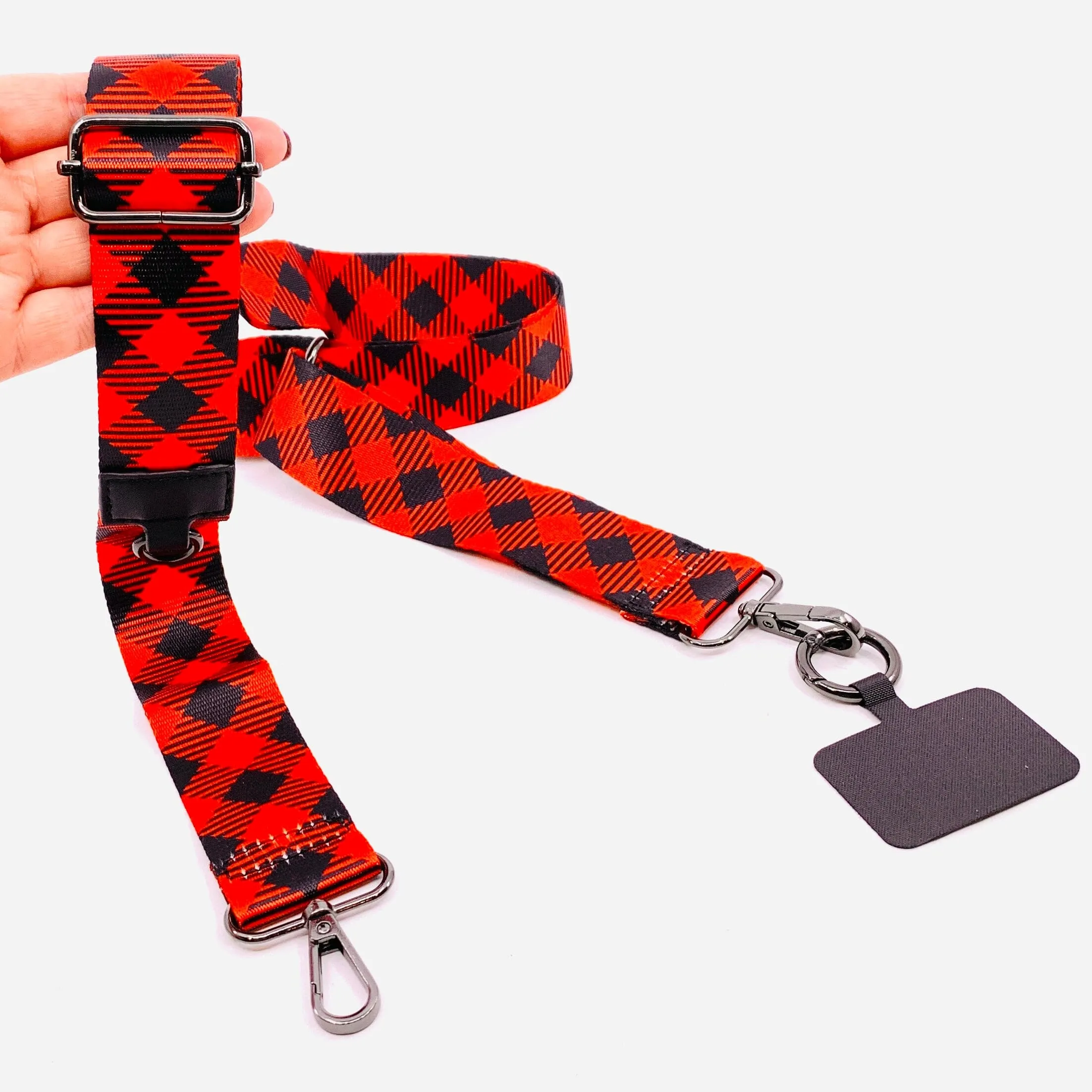 Crossbody Cell Phone Strap, Christmas Plaid