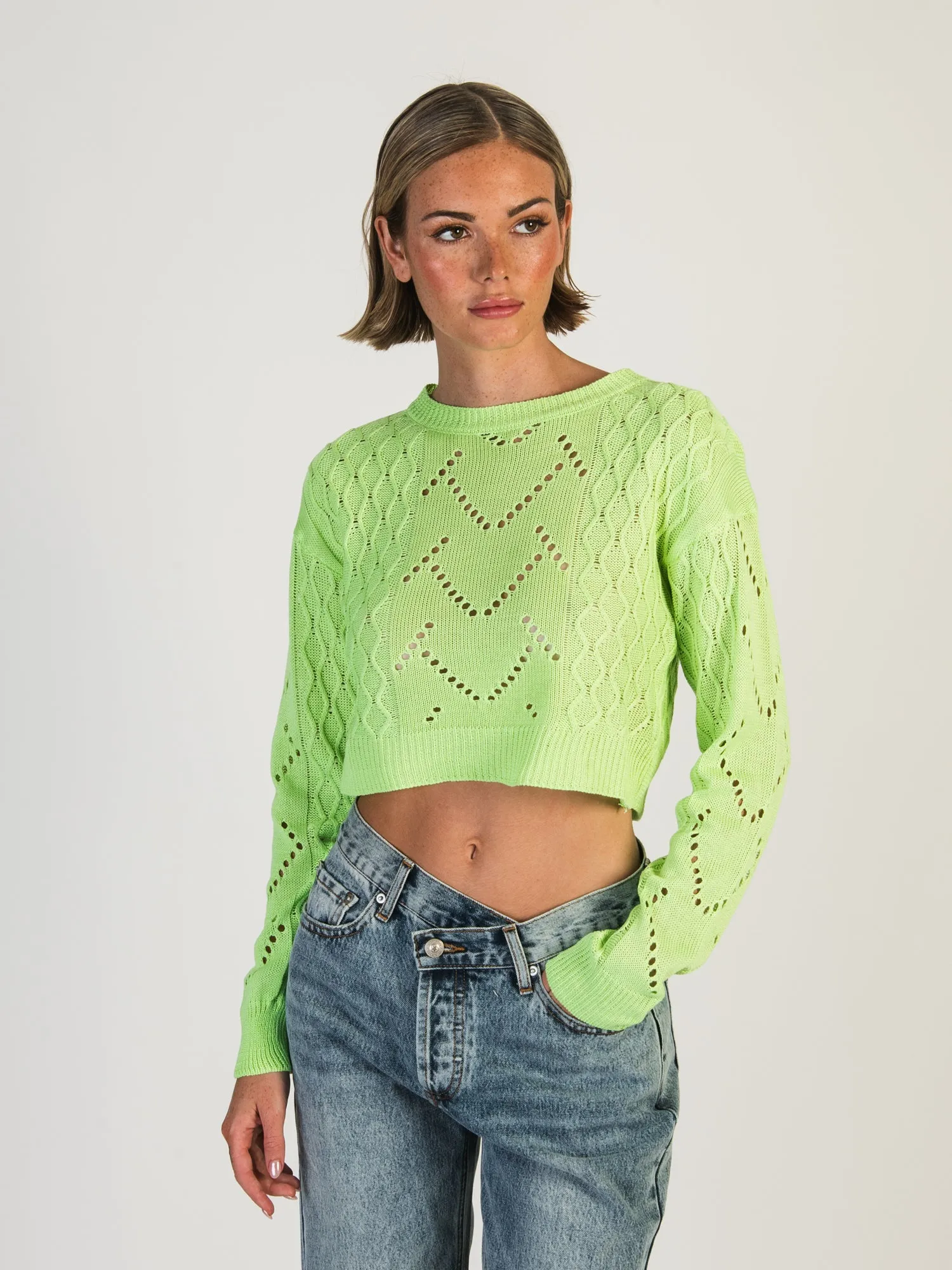 DAISY STREET LTD CROCHET KNIT BOXY JUMPER