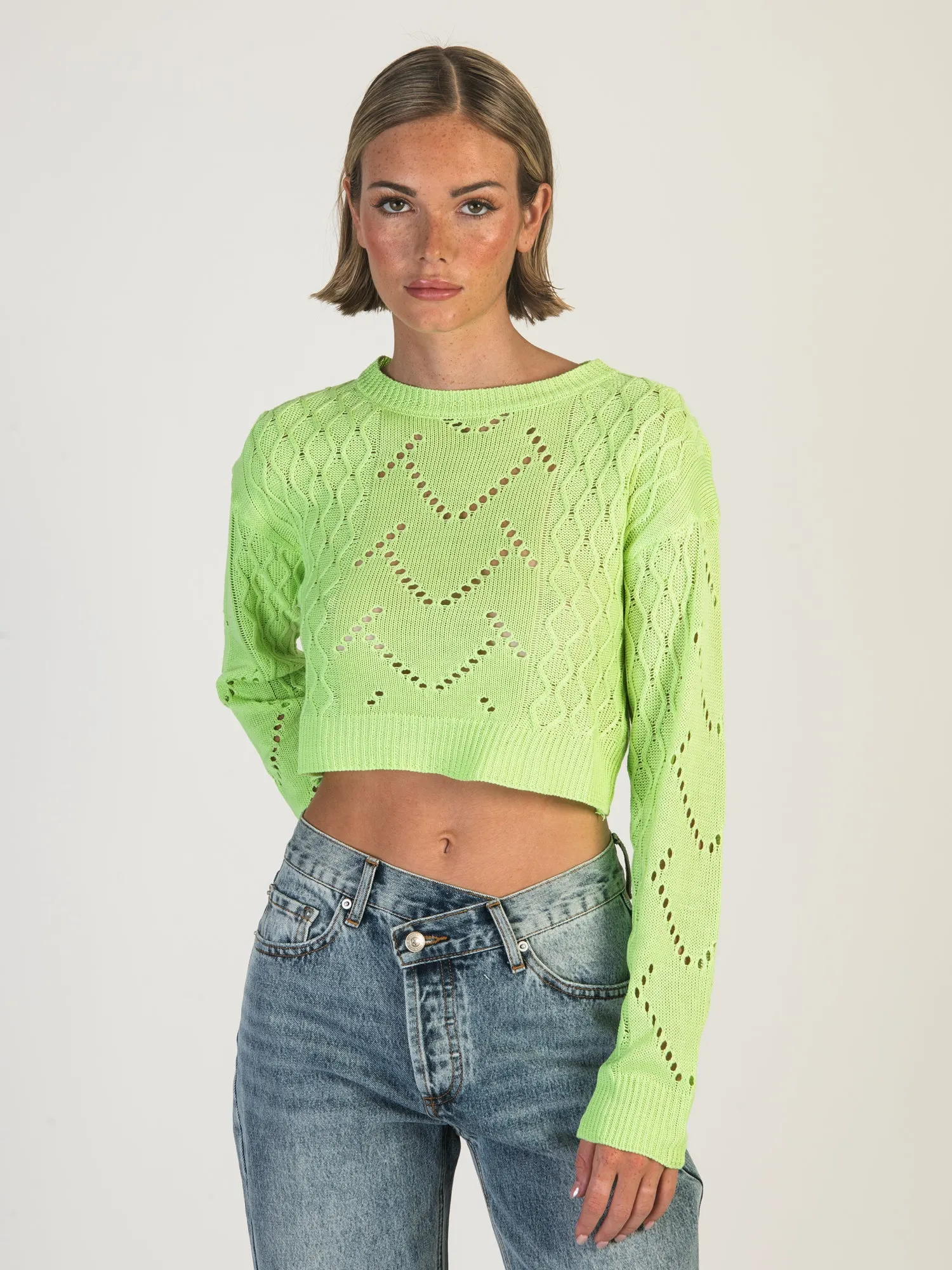 DAISY STREET LTD CROCHET KNIT BOXY JUMPER