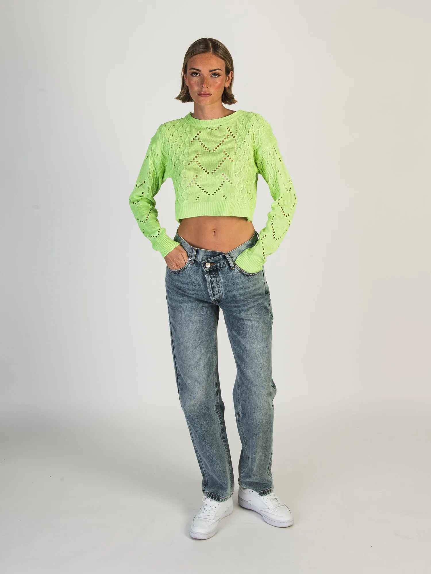 DAISY STREET LTD CROCHET KNIT BOXY JUMPER