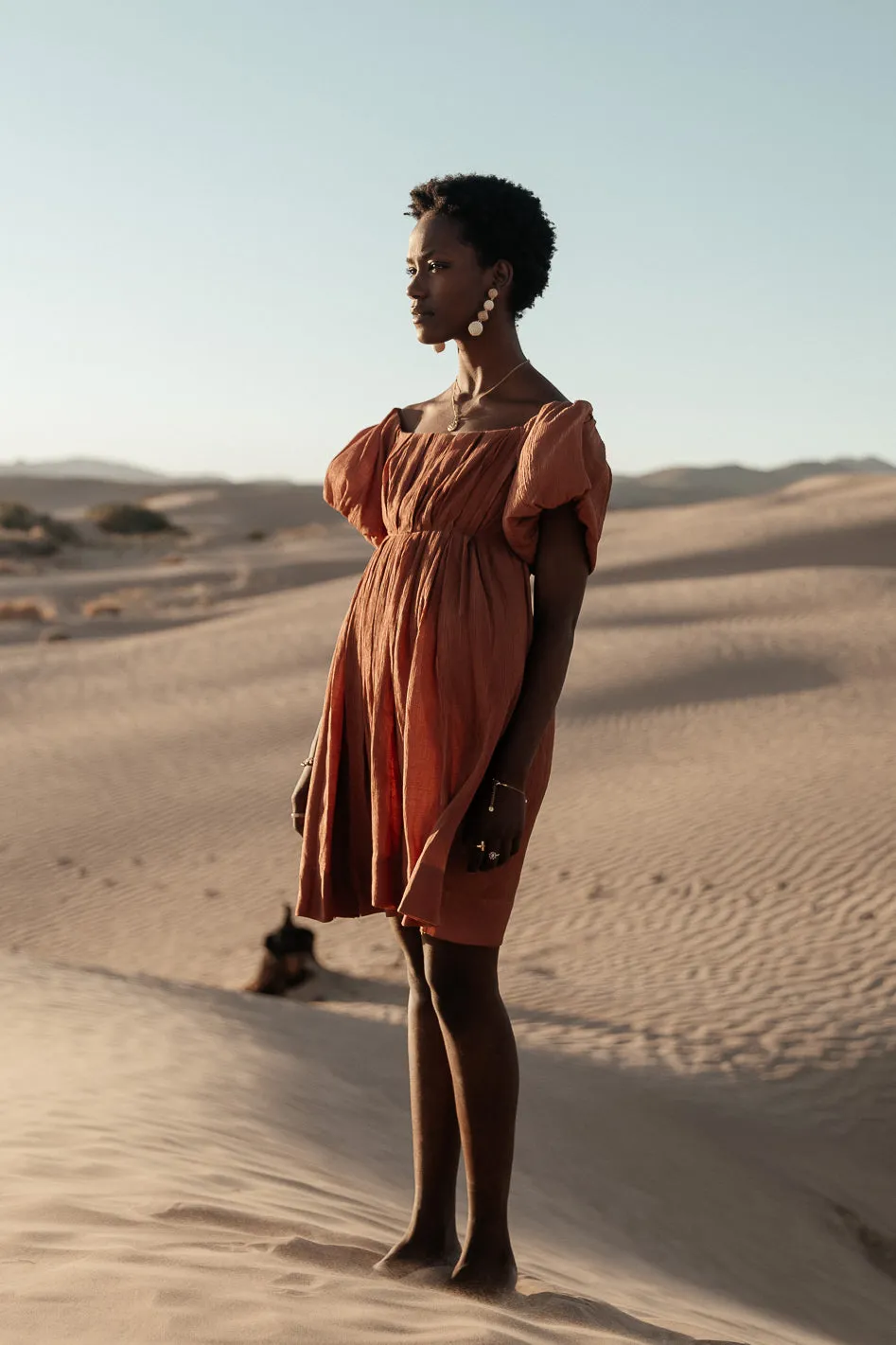 Dasha Textured Mini Dress in Terracotta