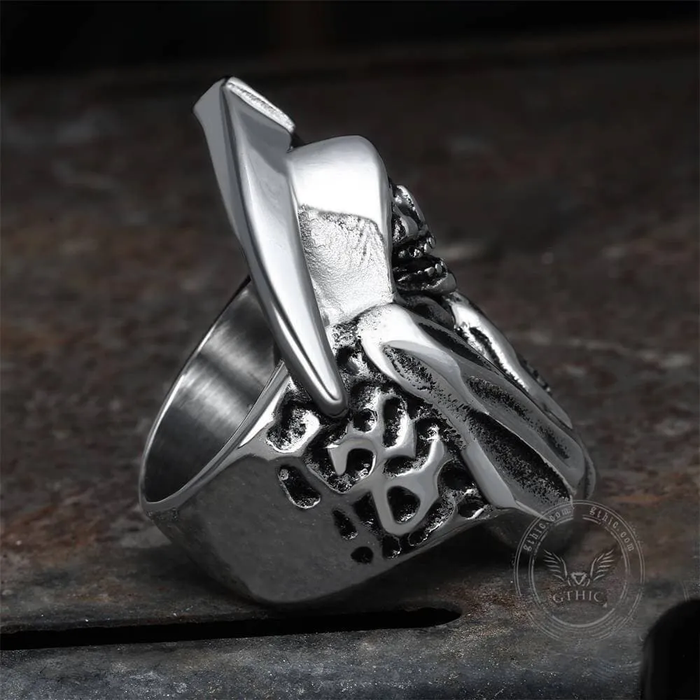 Death Sickle Stainless Steel Skull Ring