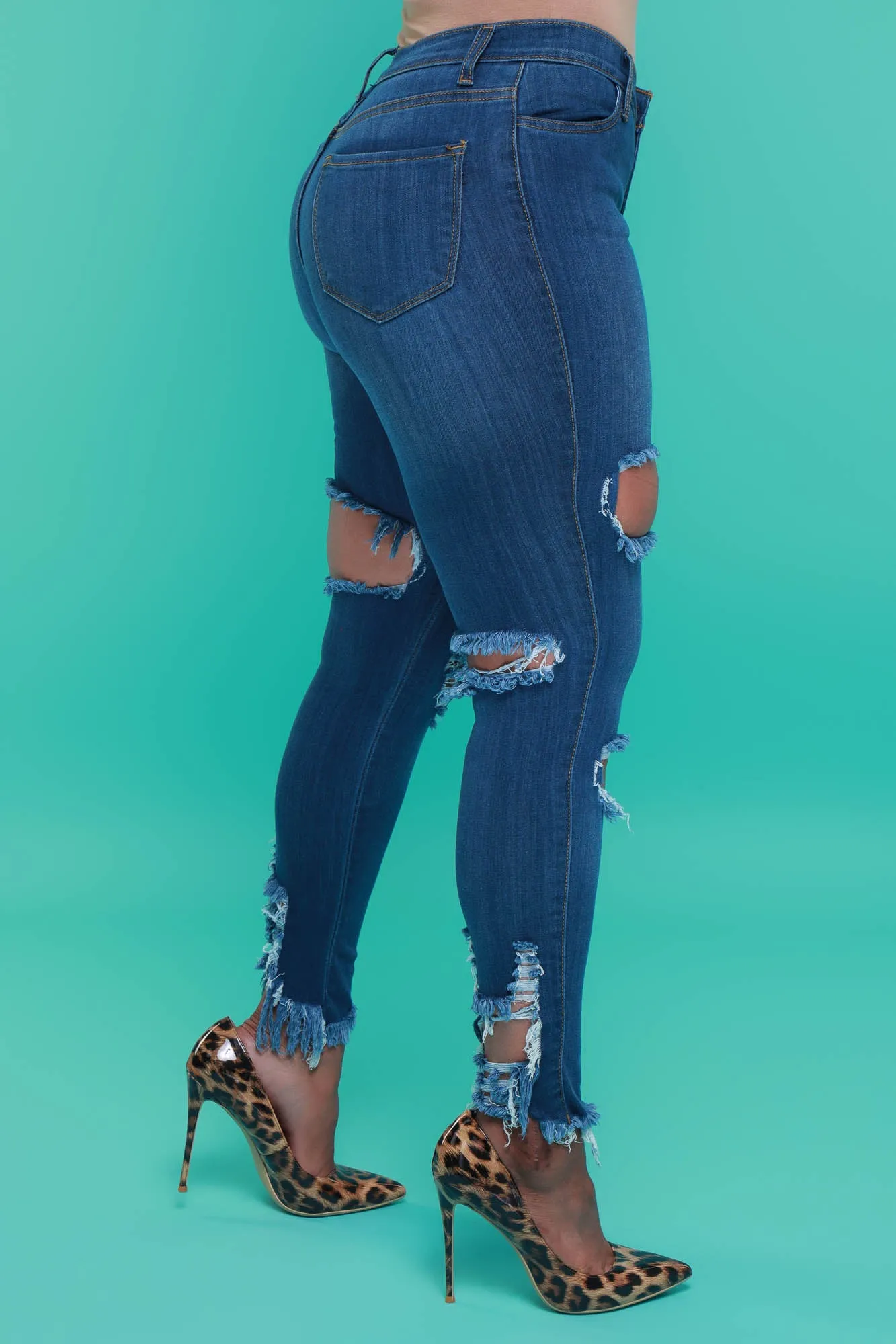 Do The Most High Rise Distressed Skinny Jeans - Medium Wash