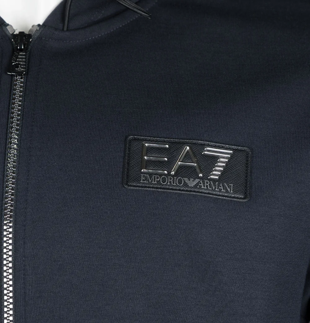 EA7 Metallic Logo Zip Through Sweatshirt Night Blue