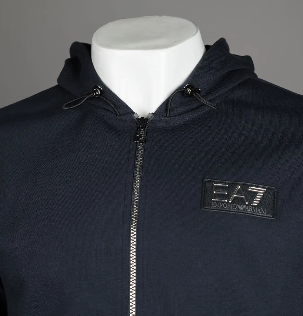 EA7 Metallic Logo Zip Through Sweatshirt Night Blue