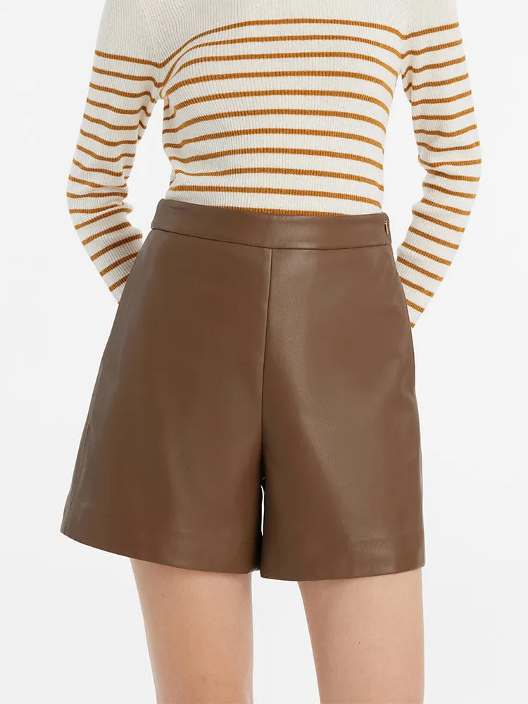 Eco-Friendly Leather A-Line Women Shorts