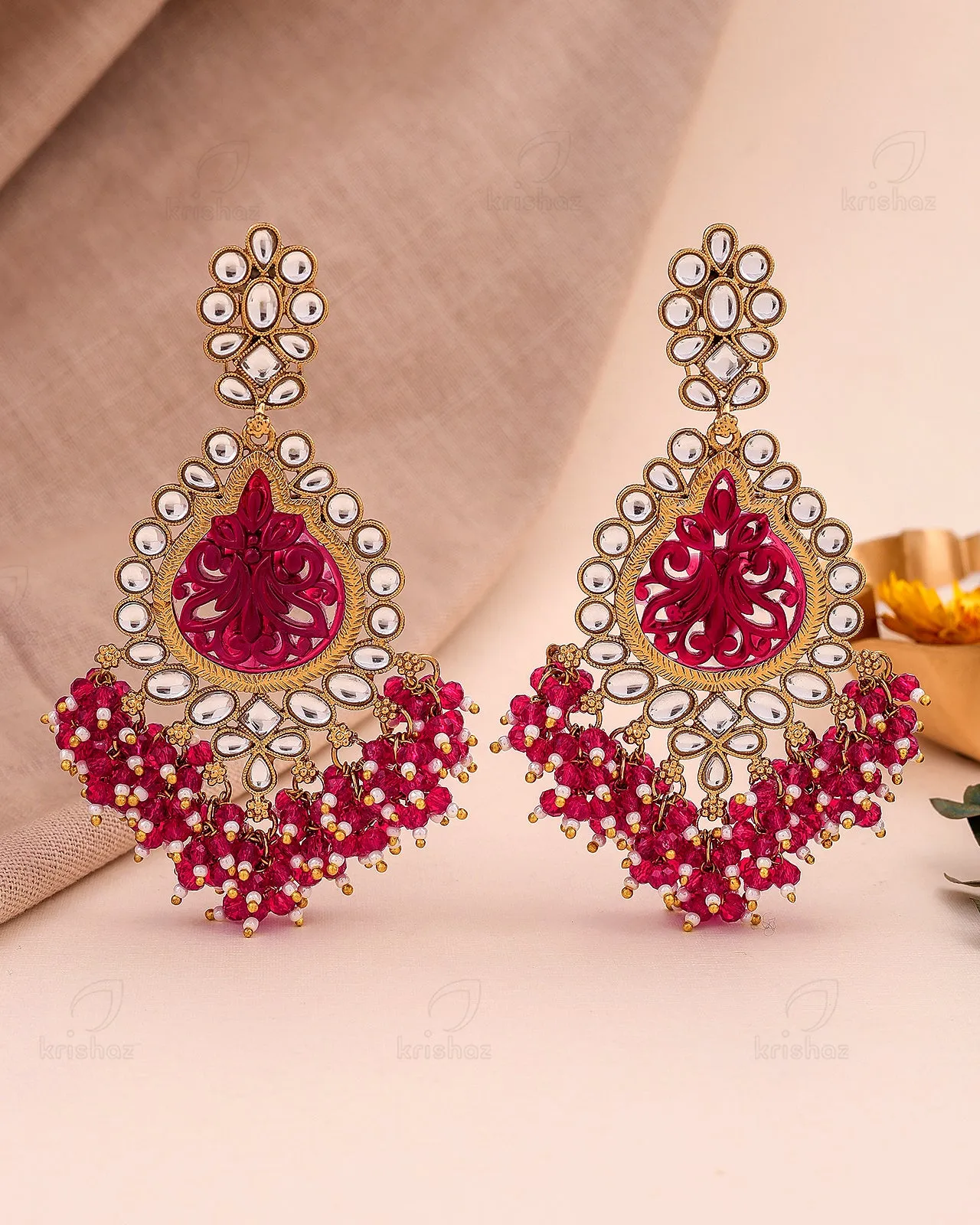 Fatima Kundan Dangler Earrings - RANG