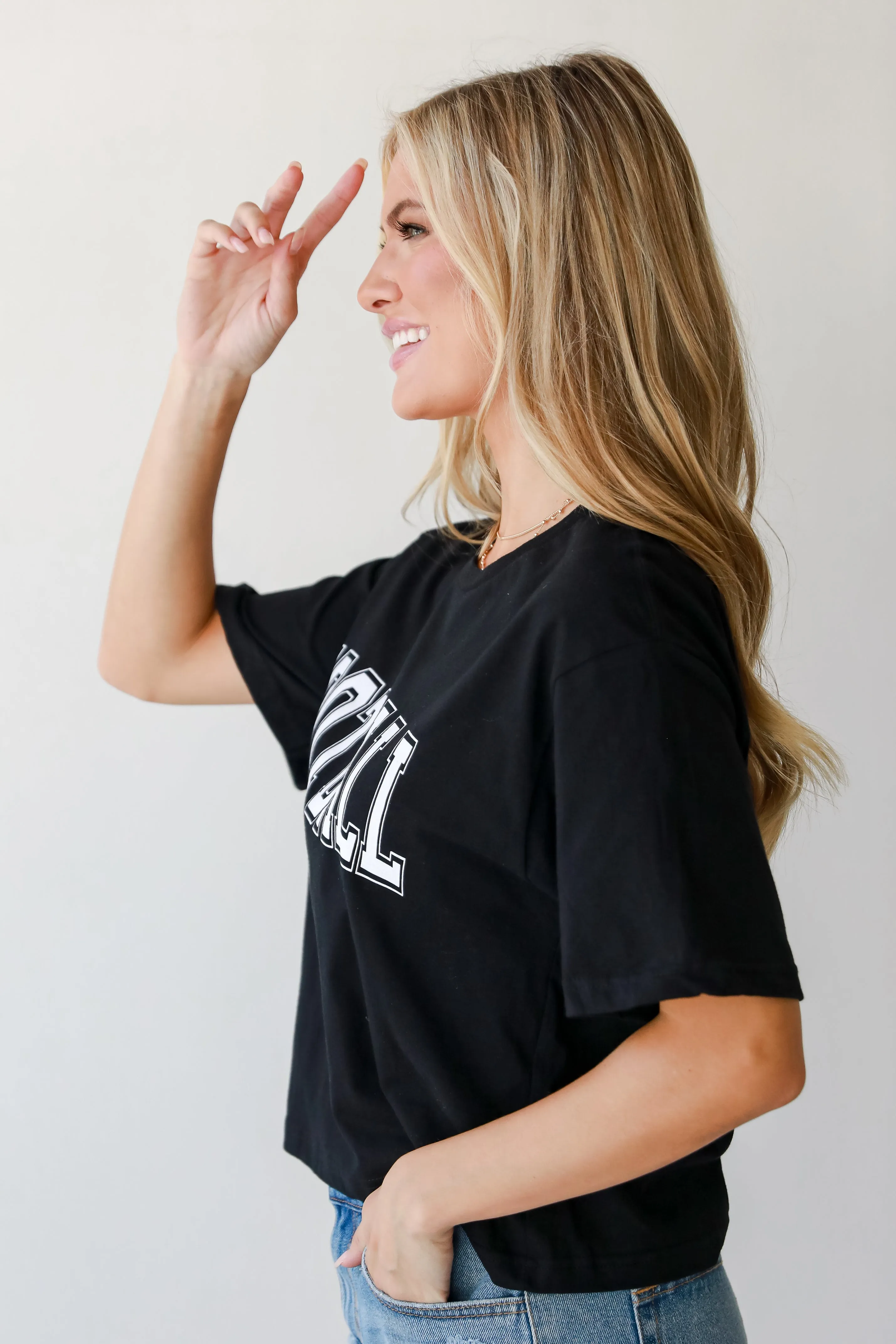 FINAL SALE - Black Football Cropped Tee