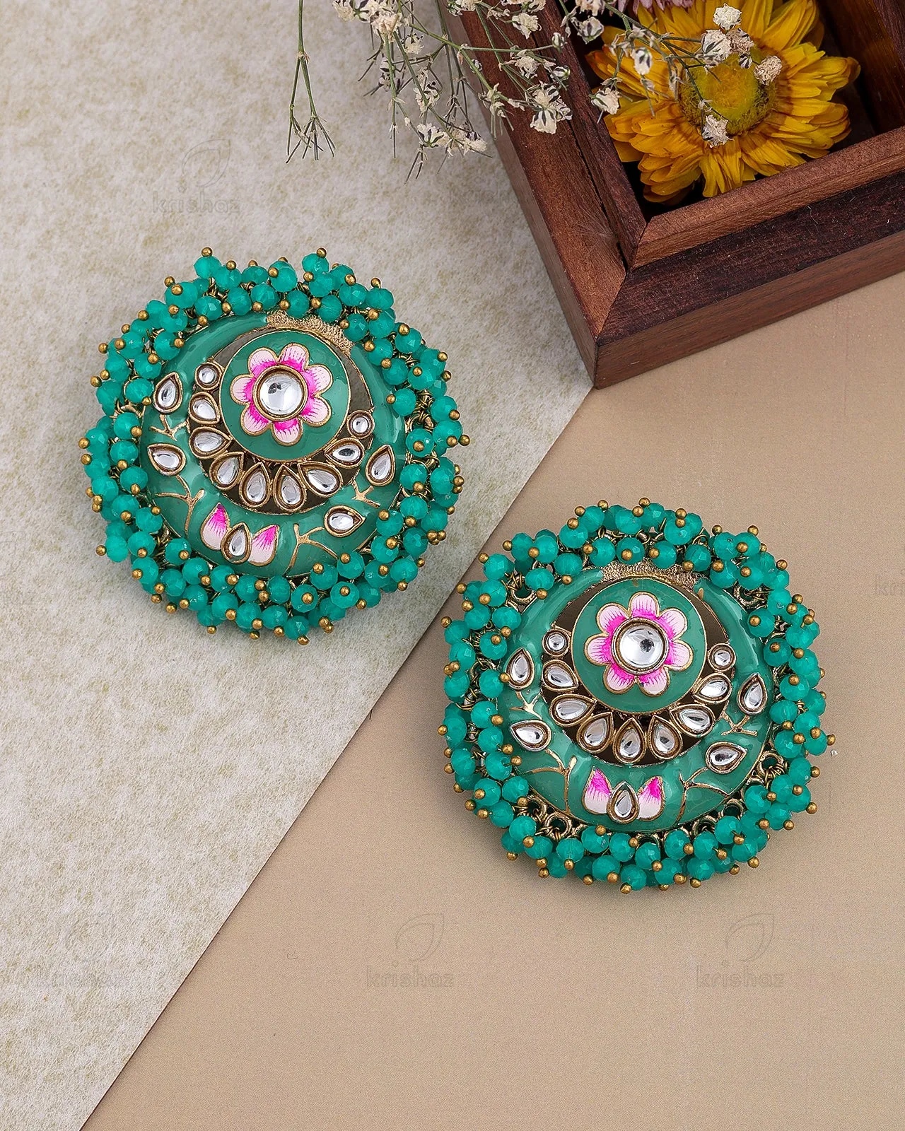 Gulaab Kundan Stud Earrings - RANG