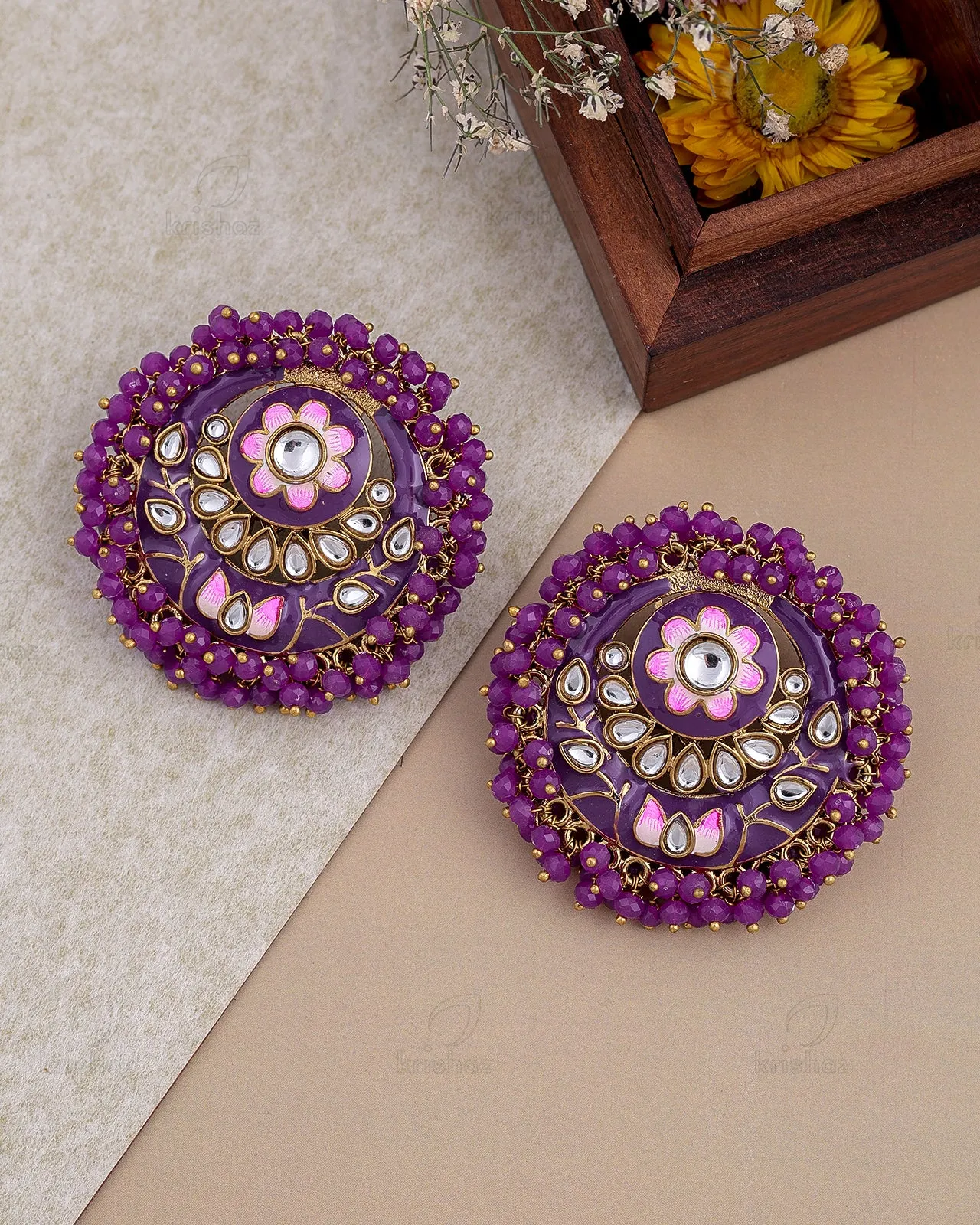 Gulaab Kundan Stud Earrings - RANG