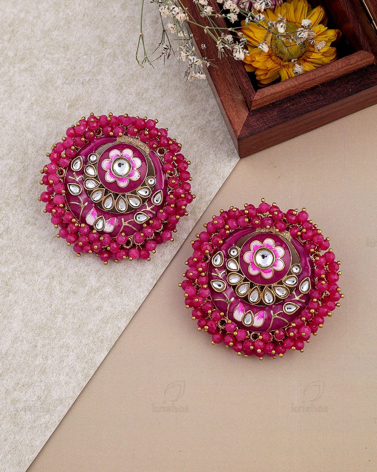 Gulaab Kundan Stud Earrings - RANG