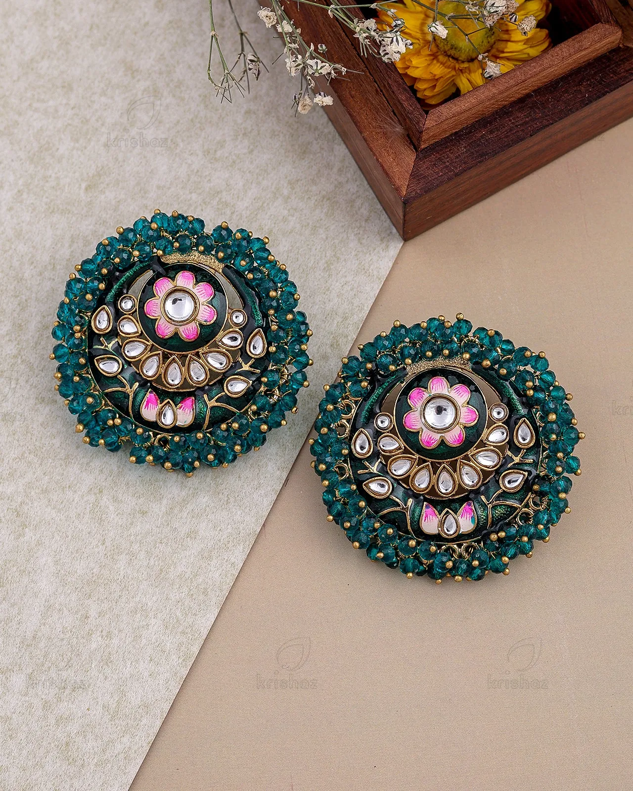 Gulaab Kundan Stud Earrings - RANG