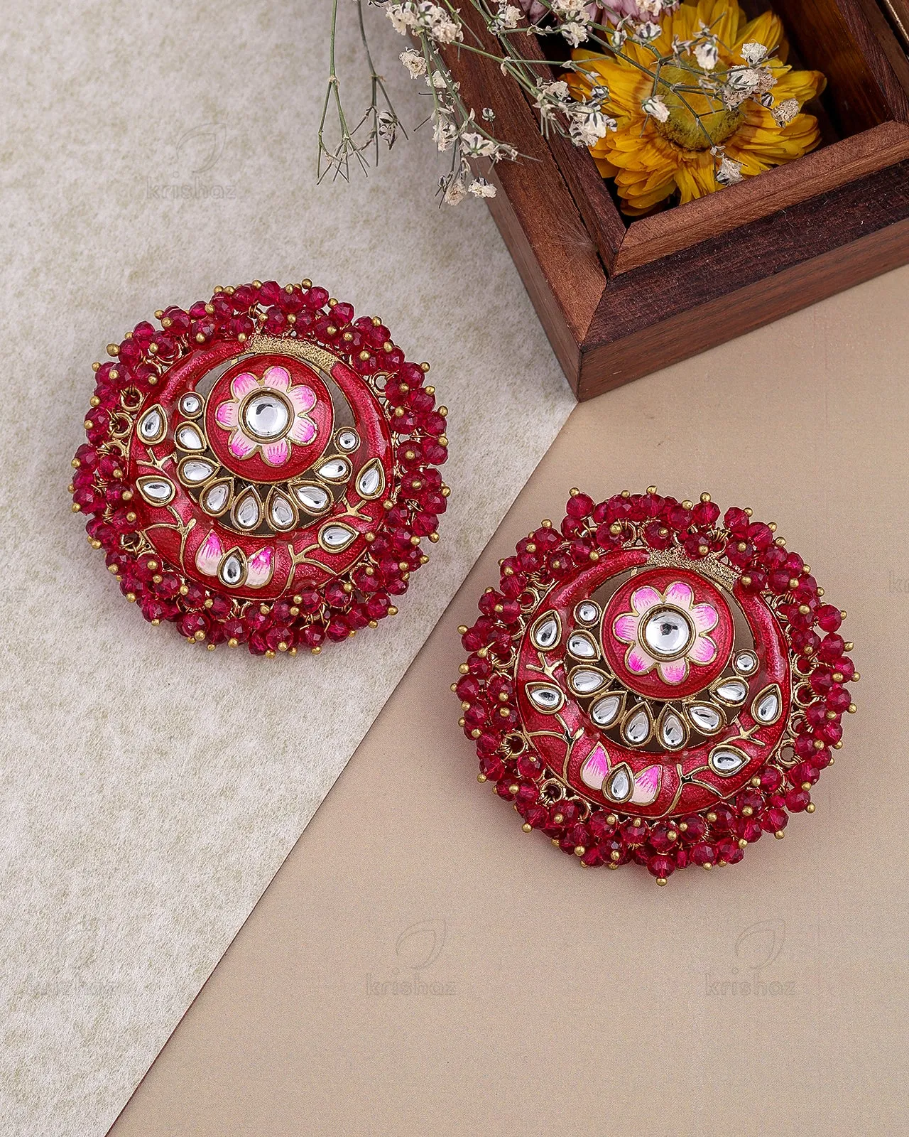 Gulaab Kundan Stud Earrings - RANG