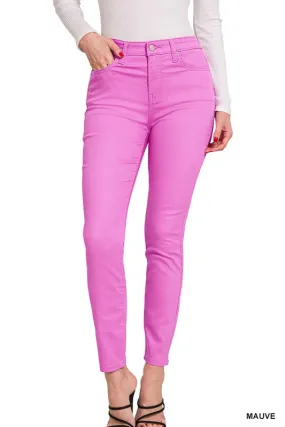 High Rise Skinny Mauve Denim Pants