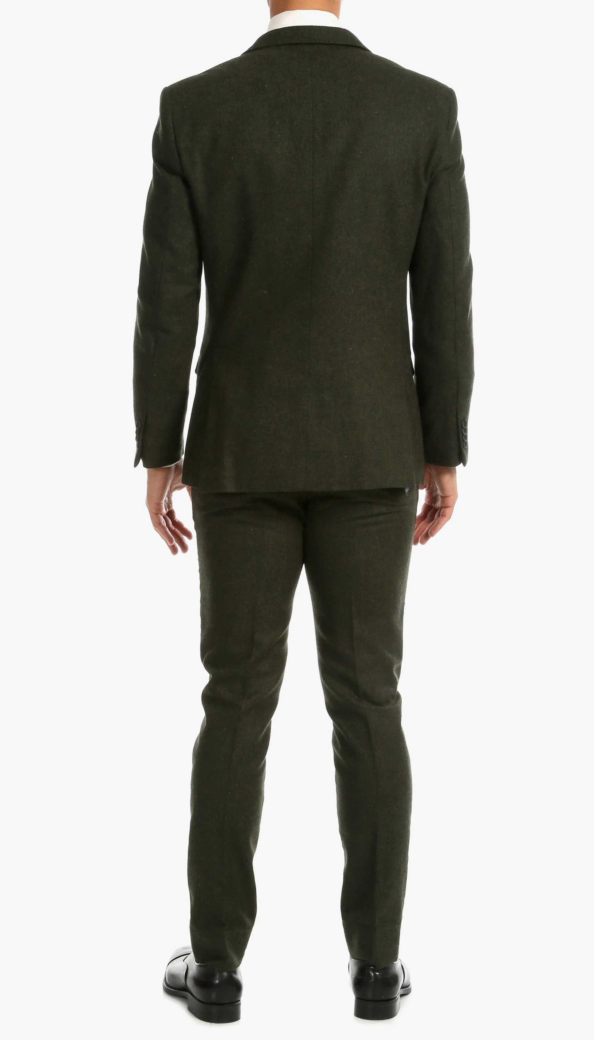 Hunter Green Slim Fit 3 Piece Tweed Suit