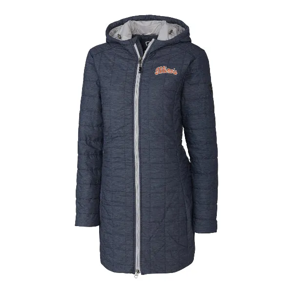 Illinois Fighting Illini Cutter & Buck Rainier Women's Insulated Hooded Long Coat