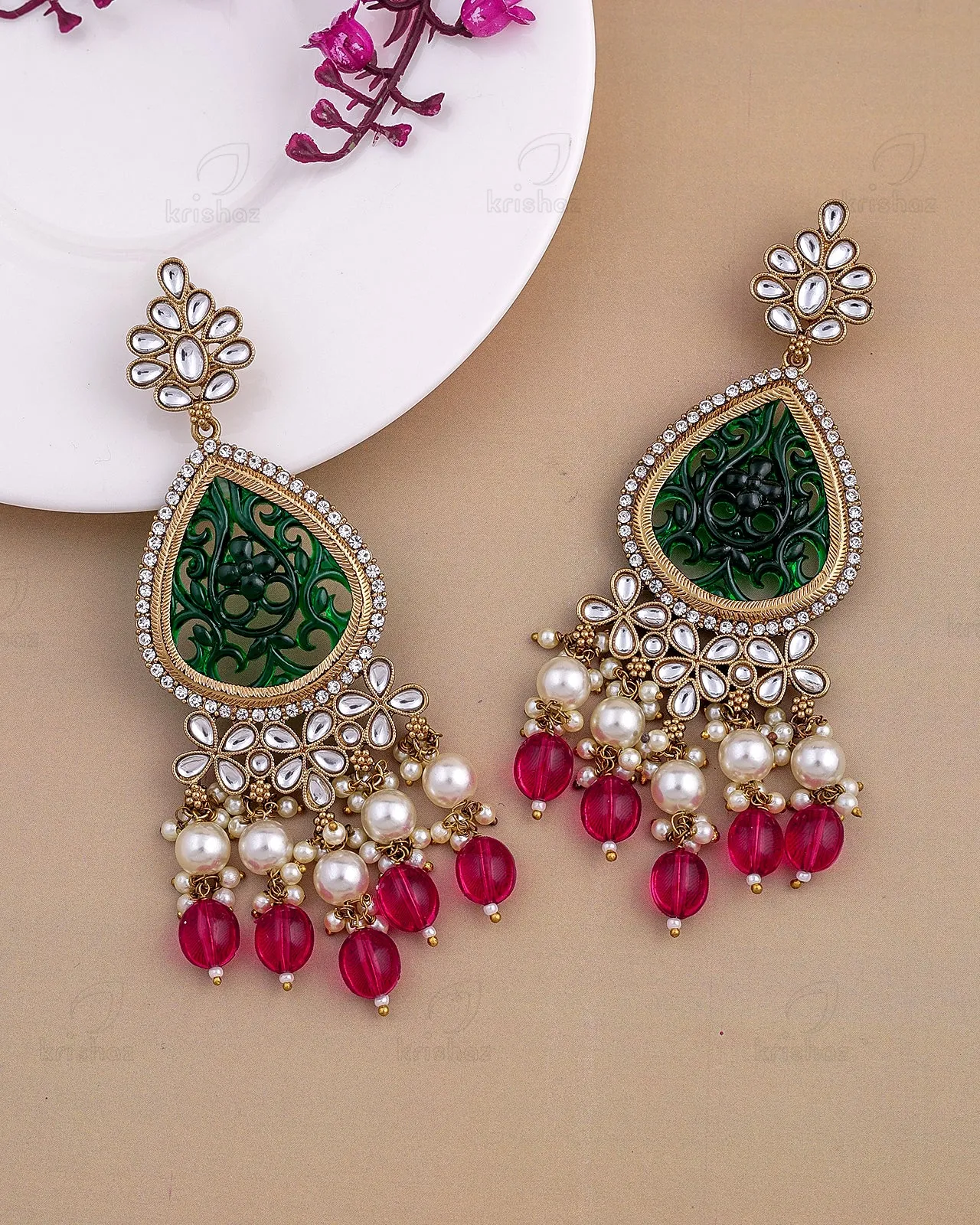 Jigisha Kundan Dangler Earrings - RANG