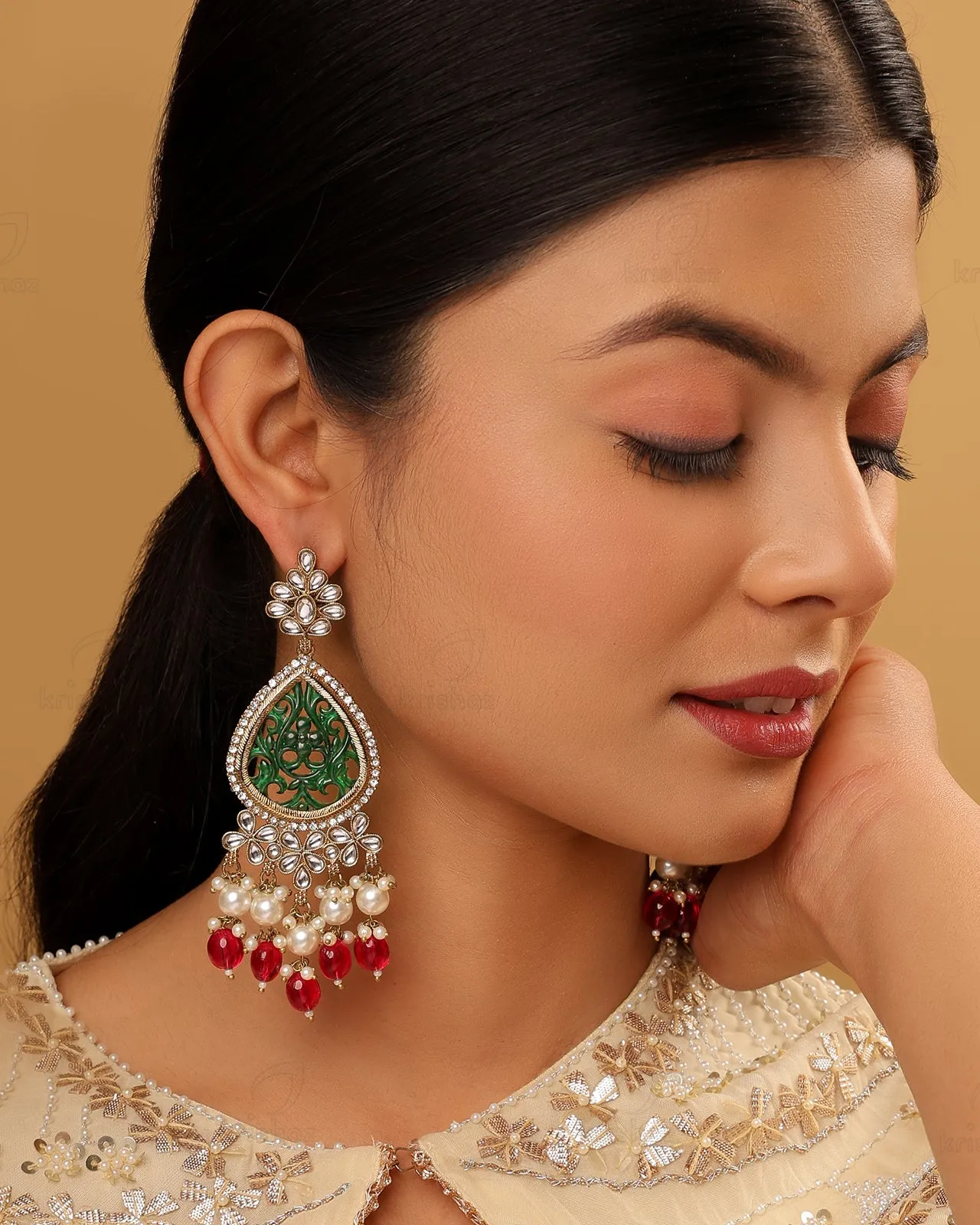 Jigisha Kundan Dangler Earrings - RANG