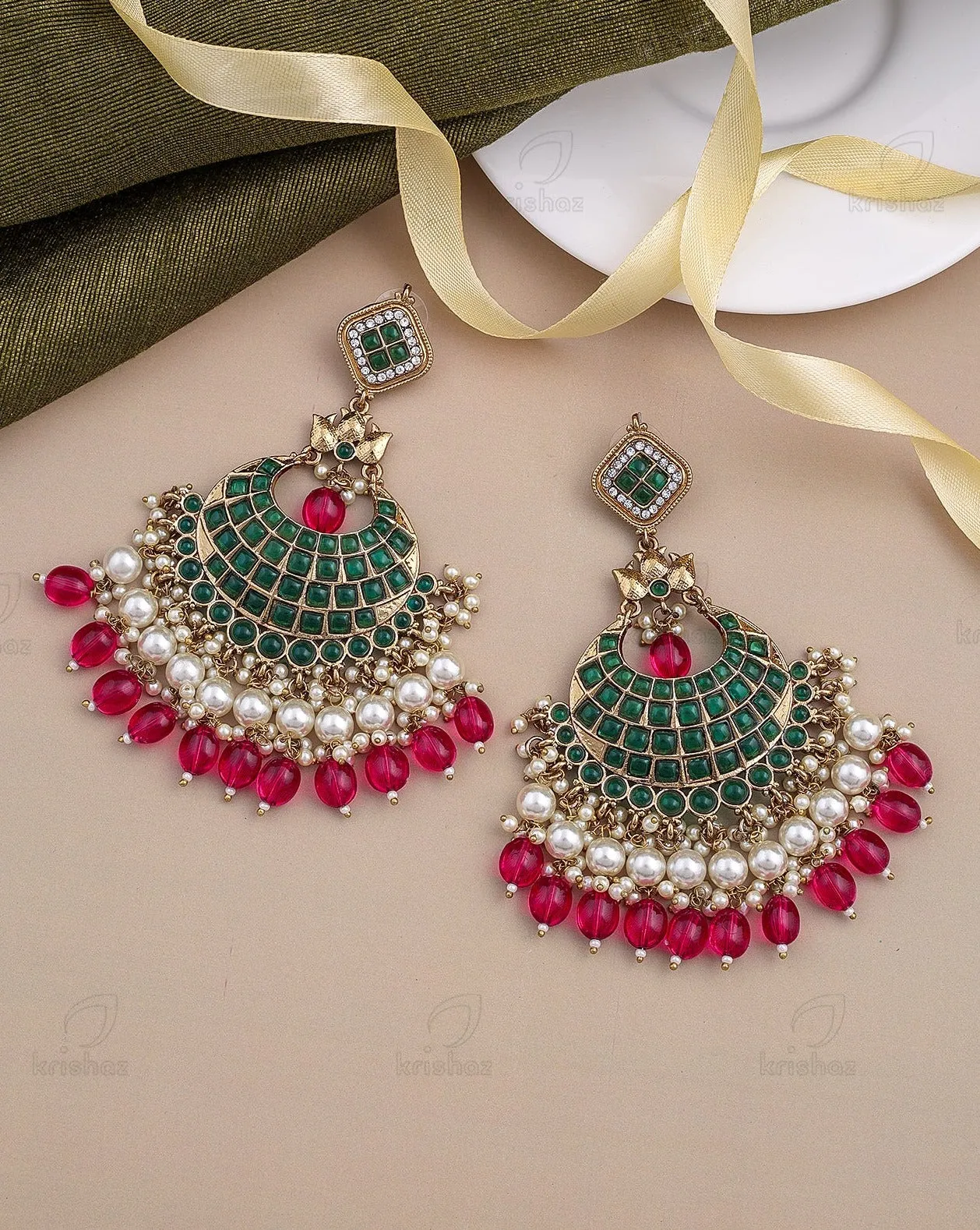 Jodha Kundan Dangler Earrings - RANG