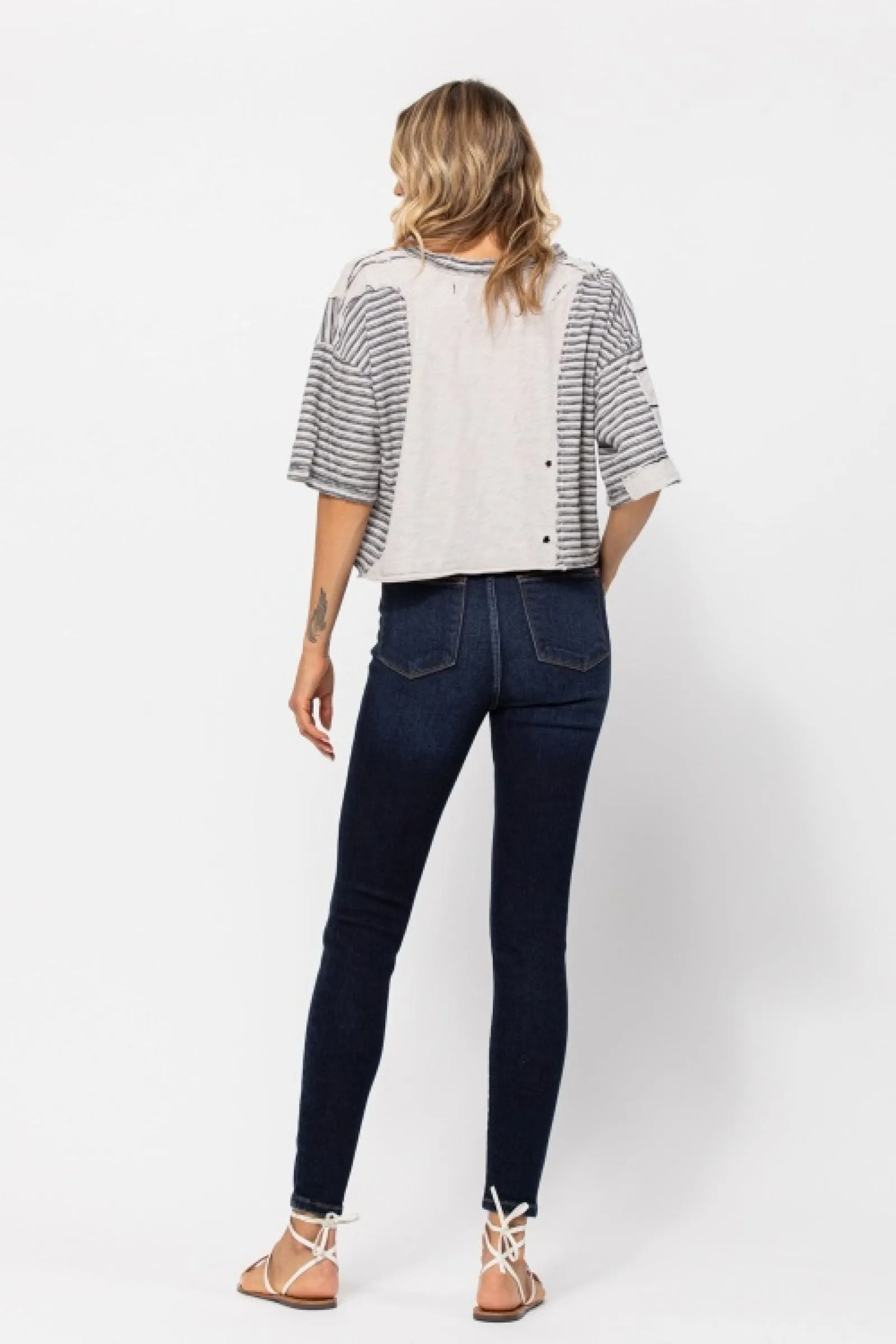 Judy Blue Reg/Plus High Waist Hand Sand Skinny Jeans