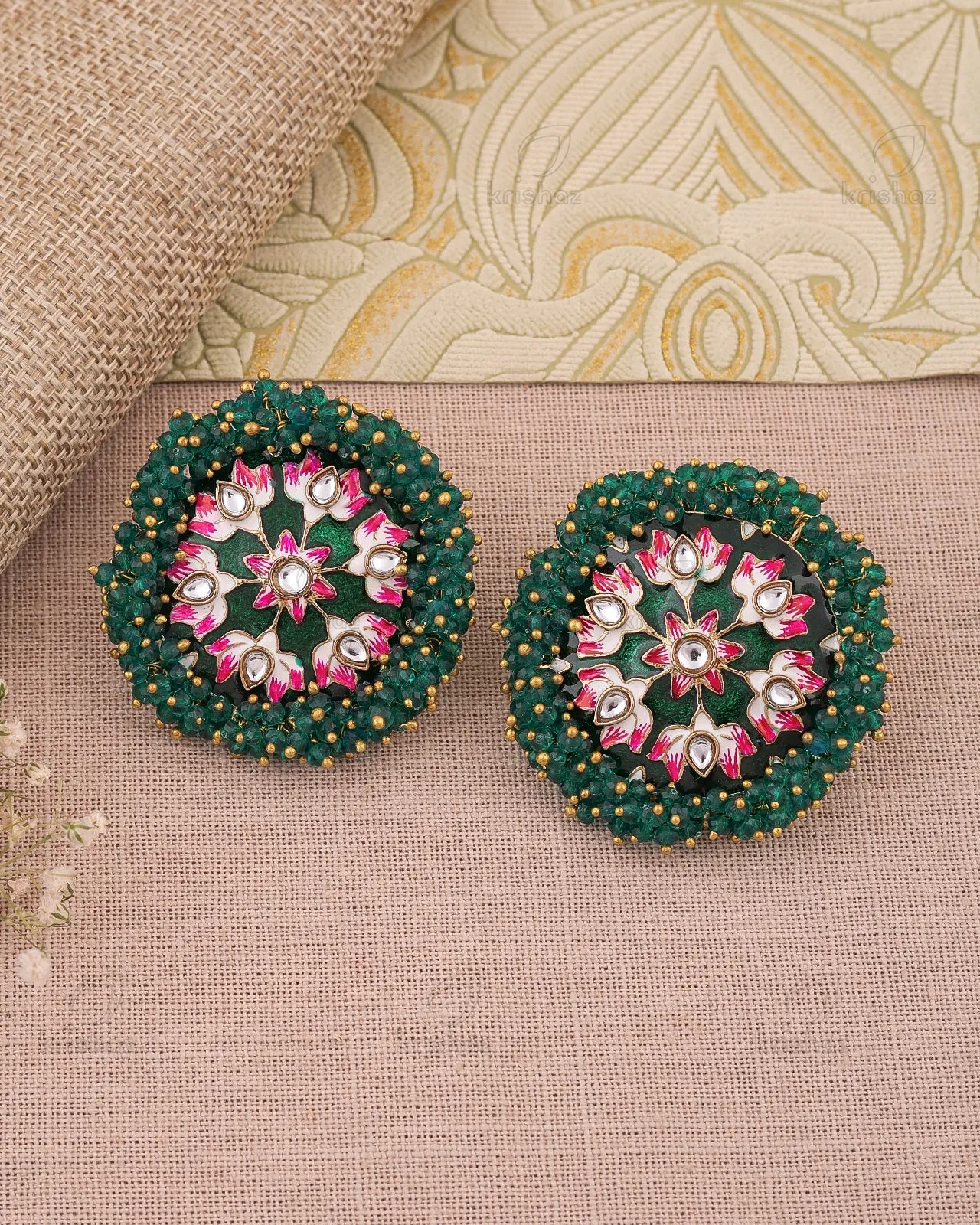 Krupali Kundan Stud Earrings - RANG