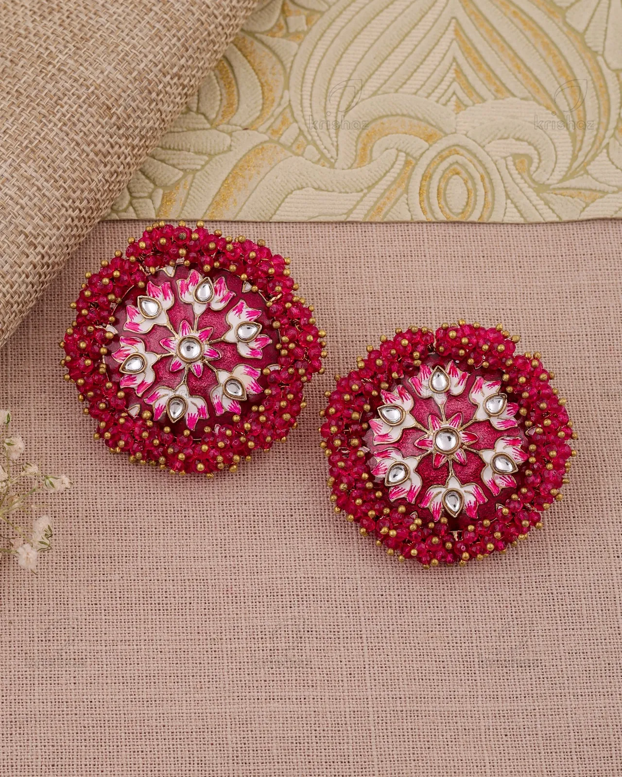 Krupali Kundan Stud Earrings - RANG