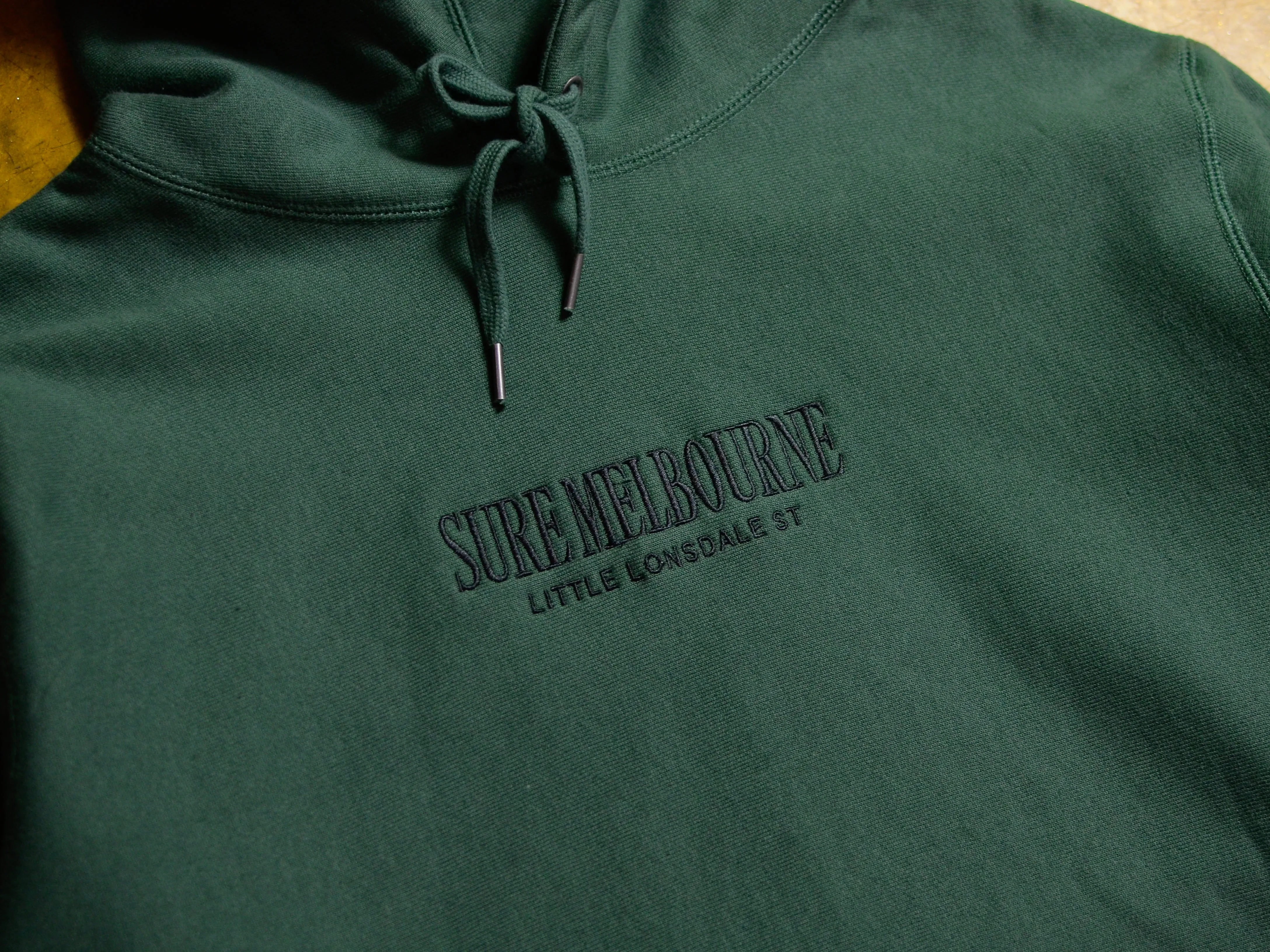 Little Lonsdale St. Embroidered Super Heavyweight Reverse Weave Hooded Fleece - Alpine Green